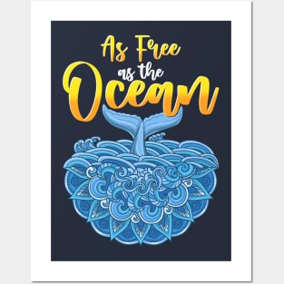 As Free As The Ocean Mandala Whale Art Design Posters and Art